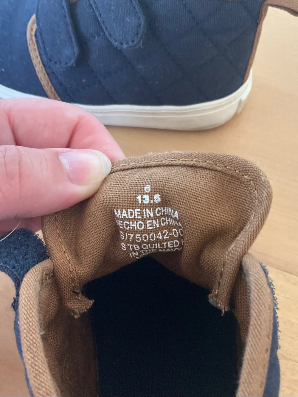 Old Navy Navy and Brown Kids Velcro High-Top Sneakers